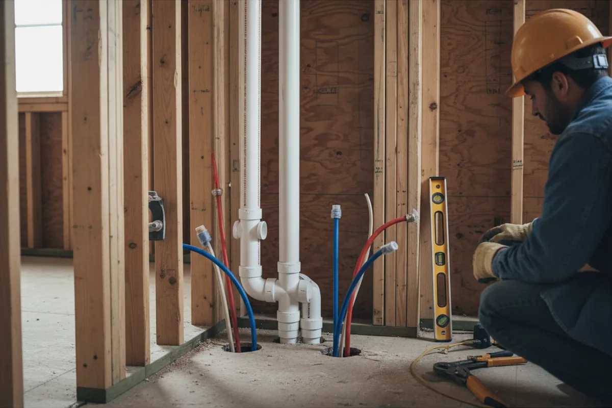Drain and supply rough-in during Leak Detection in Waldron
